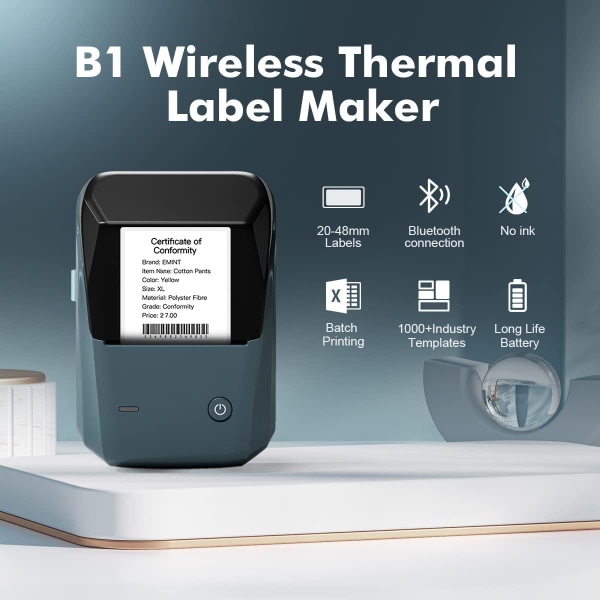 50mm B1 etikettskrivare med band, Bluetooth thermal etikett
