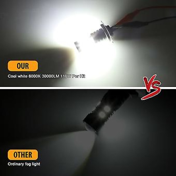 2x H7 LED Forlygtepære Kit Fjern- og Nærlys 100W 30000LM Super Lys 6500K Hvid( )