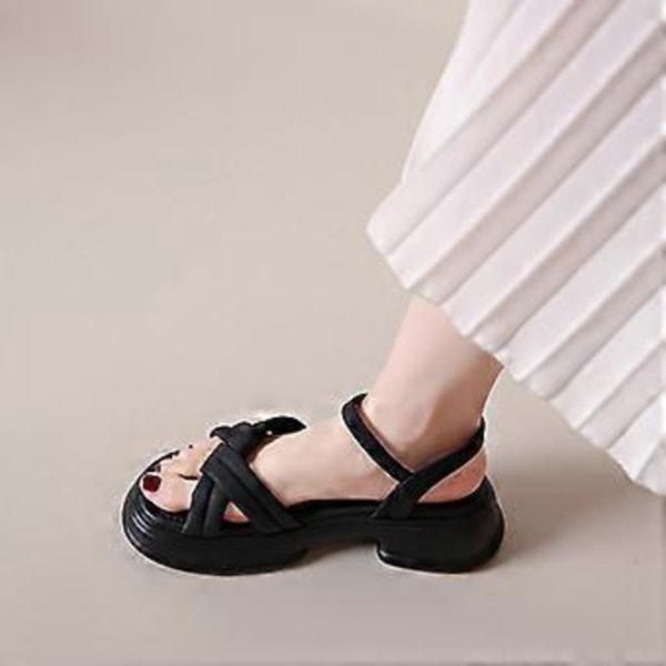 Dames Tykke Sål Sports Sandaler Sommer En Ord Spænde Strand Sandaler (EU 35 Sort)