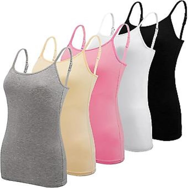 5 stk Basic Camisole Justerbar Camisole Spaghettistropp Tanktopp for Kvinner og Jenter (stor