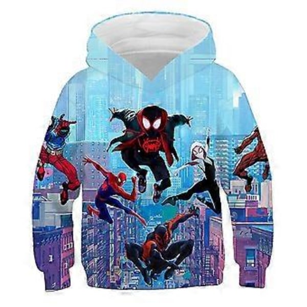 Barn 3D Tecknad Spiderman Tryckta Huvtröjor Höst Vinter Långärmad Tröja med Huva Pullover Jumper Toppar Present -NMAOV(6-7 År A)