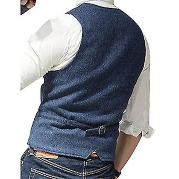 Herre Casual Business Vester, Lett Vest Slim Fit Dress Vest (M Navy)