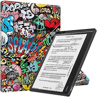 Maltet Cover i Læder med Maleri til Kobo Elipsa 2E (Graffiti)