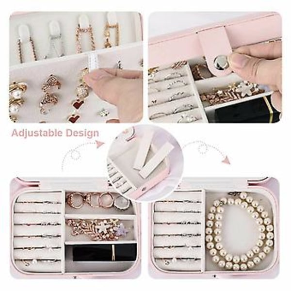 Bärbart Smyckeskrin Organizer Läder Smycken Ornament Fodral Reseförvaring (Typ B-Svart)