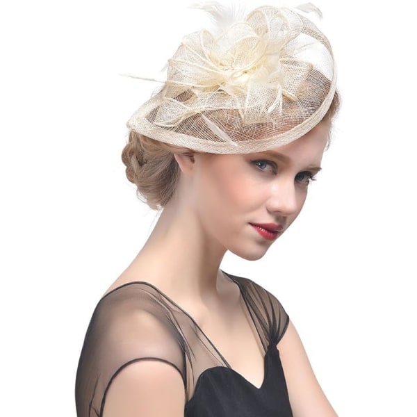 Elegant Fascinator för kvinnor, bröllopsfjädrar, hårklämma, accessoar