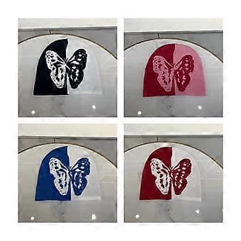 Jacquard Fjärilsmönstrad Mössa Vuxen Elastisk Mössa Vinter Varm Stickad Mössa Kalla Vinter Presenter till Studenter Tonåringar rosa( rosa)
