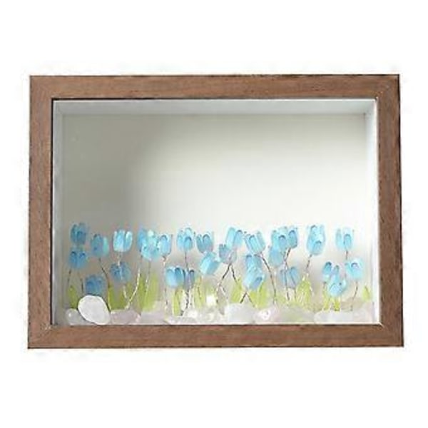 DIY Tulip Fotoramme Natlampe 10,1x15,2cm Robust Nem at Installere Romantisk (Blå Blomst Brun)