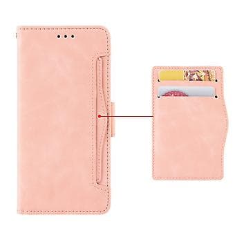 Läderfodral för iPhone 15 Plus med kortfack (Rosa)