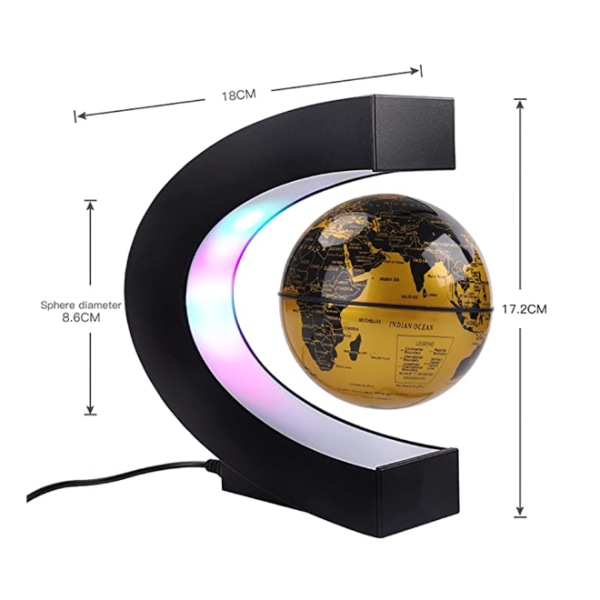 Nior Floating Earth Globe med C-formade färgglada lysdioder, Anti-Gra