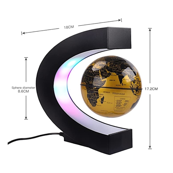Nior Flytende Jordklode med C-formede Fargerike LED-lys, Anti-Gra