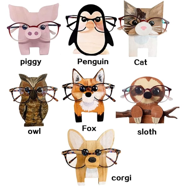Djurformad glasögonhållare i trä Handgjord glasögonhållare för hemmakontor-typ 13