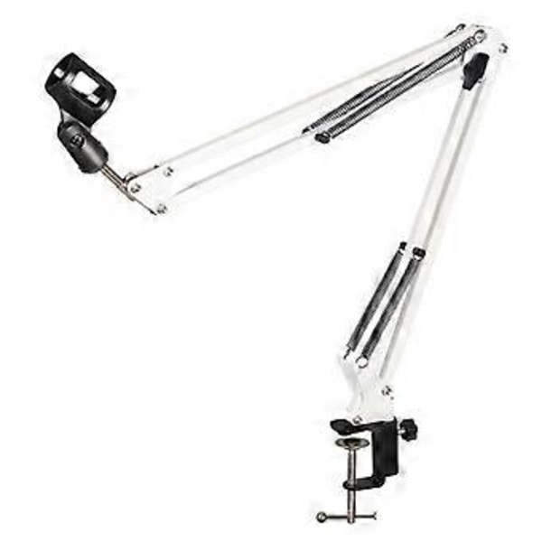 Universal Mikrofonstativholder Beslag Mic Stativ Professionel Desktop Mic Beslag Til Live Broadcast (Hvid)