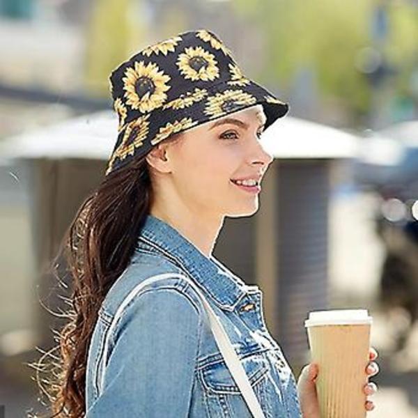 Arogheiz Spandau Hat til Kvinder Dobbeltsidet Solhat Reversibel Blomster Frugt Print Fiskerhat til Rejser Strand Fiskeri Pool