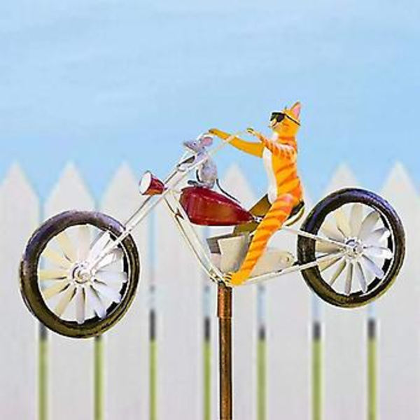 Tuuliskulptureja - 3D Eläin Tuulimylly Vintage Metalli Pyörä Spinner Piha Sisustus Nurmikko Tuulimylly Ulkokäyttöön Puutarhan Nurmikon Koristeluun Kissa
