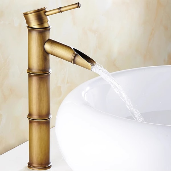1PC 3-ledade brytmunstycken hög bambu kran, vattenfall diskbänk mixer
