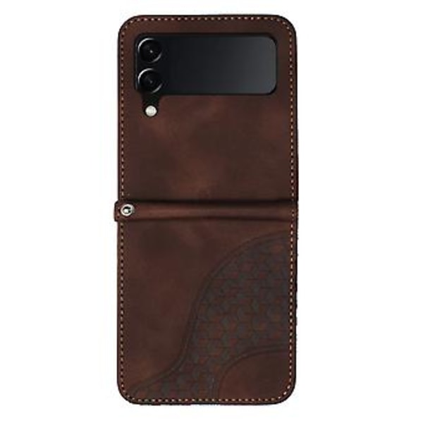 Elefantpräglad PU-fodral för Samsung Galaxy Z Flip3 5G (Kaffe)