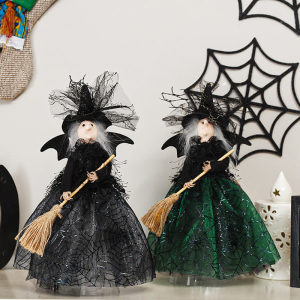 2 stk Halloween plysjnisser Håndlagde håndverk Heks Dukkene Fylte Dukk fo