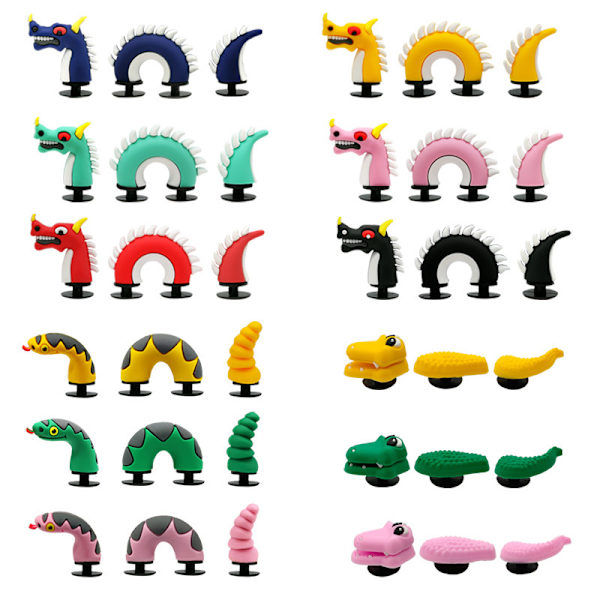 12 stycken 3D drak-tofflor prydnader, skocharm, söta sko