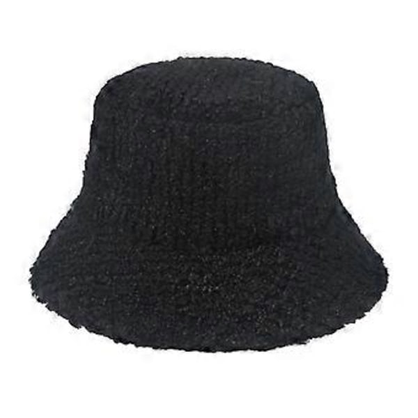 Bucket Hat Unisex Vindtæt Beskyttelseshat Udendørs Vinterhatte til Kvinder Mænd Teenagere Varm Holder om Vinteren sort (sort)