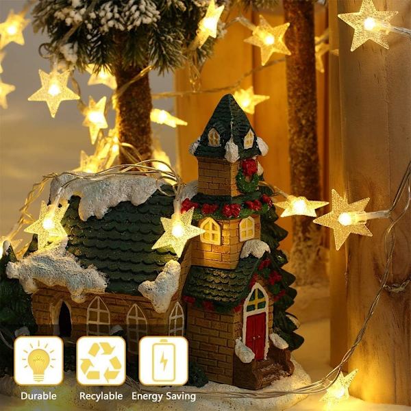 Stjärnformade Ljuskedjor, 16ft/5m 50 LED Plug-in Ljuskedjor Varm Vit
