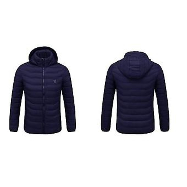 Uppvärmd Jacka, Vinter Utomhus Varm Elektrisk Uppvärmningsjacka, 8 Uppvärmningszoner (2XL Blå)