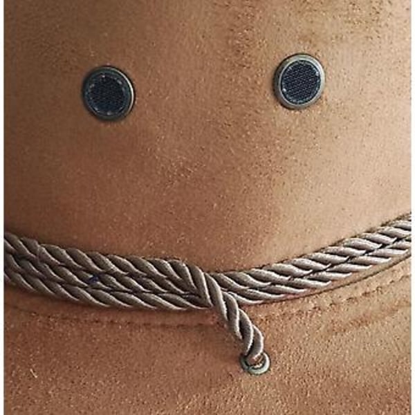 Herr Faux Läder Mode Bucket Hatt Cowboy Fedora Hatt Bredbrättad Utomhushatt (Brun)
