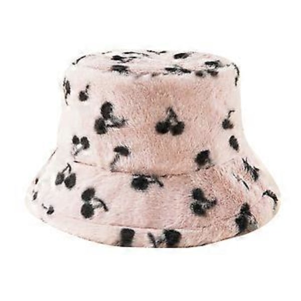 Fashion Sød Kirsebærmønster Fiskerhat Termisk Spandhat Bassinhat Vindtæt Spandhat til Udendørs Gadevandring Pink (Pink)