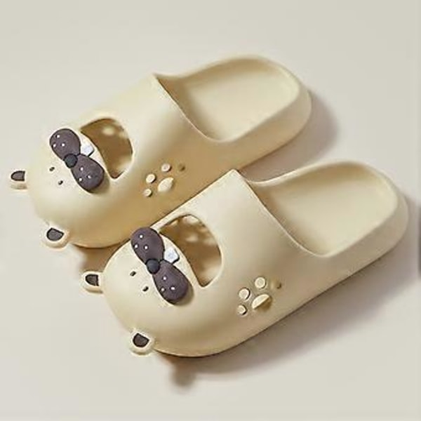 Tegneserie Dyr Sliders Sommer Skridsikre Hjemmesko Bløde Tykke Såler Hul Sko Til Kvinder (38 39 Beige)