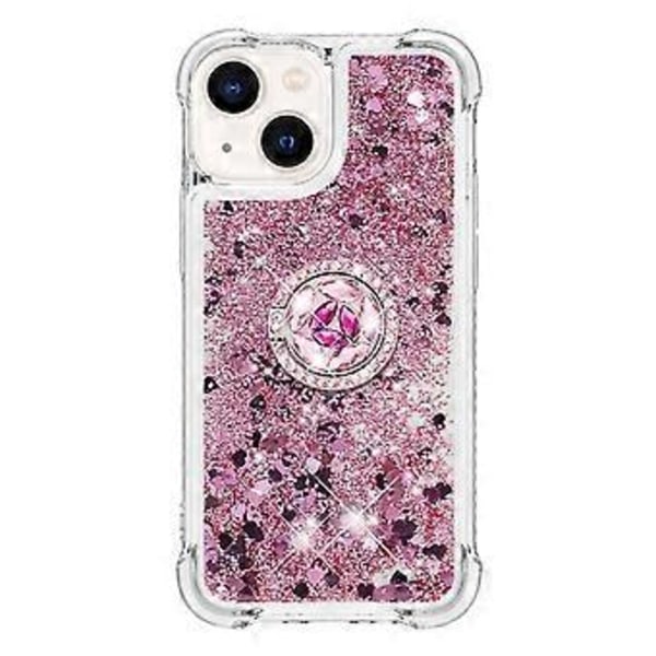 YB Quicksand Series-7 til iPhone 15 Glitter Sparkle Stødsikker Cover Ring Støttefod TPU Telefonhus