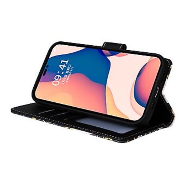 Marmorbrons PU-fodral för iPhone 14 Pro (Svart)