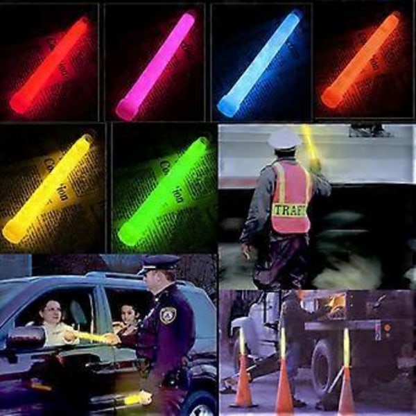 10 st 15 cm långa glowsticks med krok, tjock platt botten, lysstavar för vandring, fester, klubbar (Röd)
