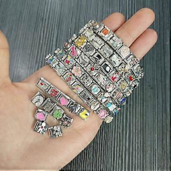 100 st Mode Italienskt Armband Modulära Länkar Rostfritt Stål Handkedjemoduler Smyckeskomponenter för Män och Kvinnor