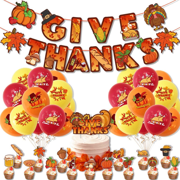 Thanksgiving Party Decorations Set Turkey Cake Toppers and M