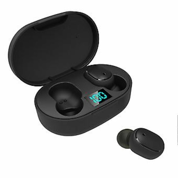M16 bluetooth 5.1 Ørepropper Headset LED Display IPX7 Vandtætte Sports Høretelefoner (E6S-Sort)