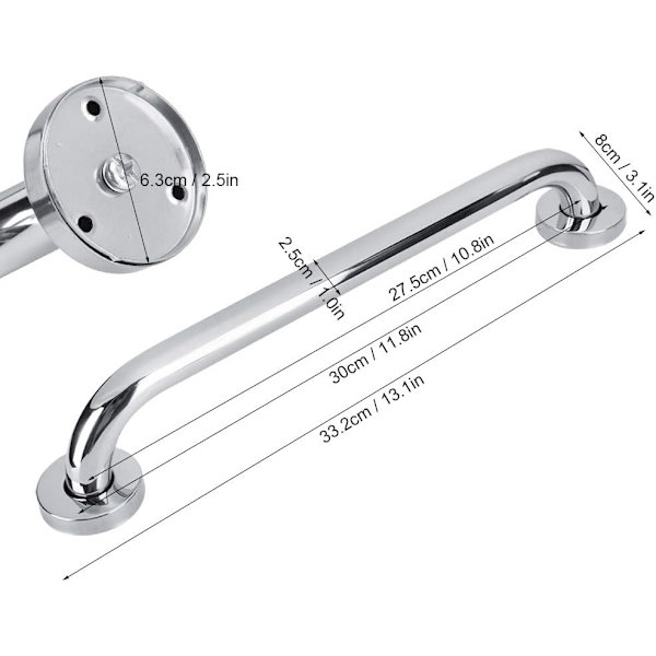 Sikkerhedsbathåndtag, Badeværelsesgreb Bath Handle Rustfrit Stål