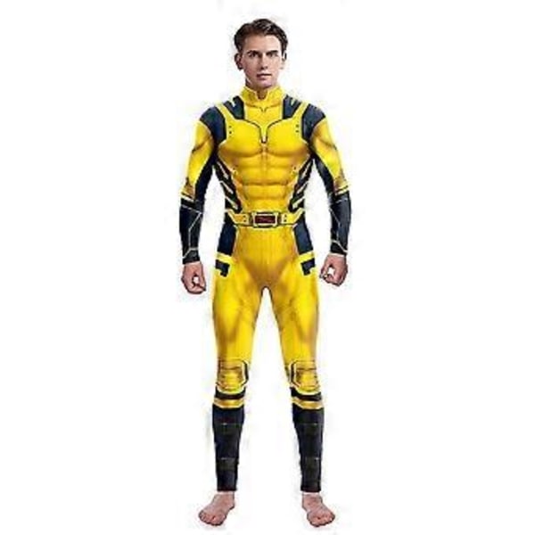 Halloween Wolverine Deadpool 3 Cosplay Kostume Jumpsuit Bodysuit Mænd Karneval Fancy Dress Outfits (XL Gul)