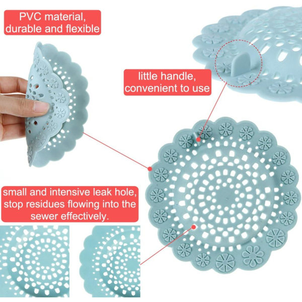 3 stk Blomsterformet Silikon Avløpsdeksel Hårfjerningsplugger Badekar