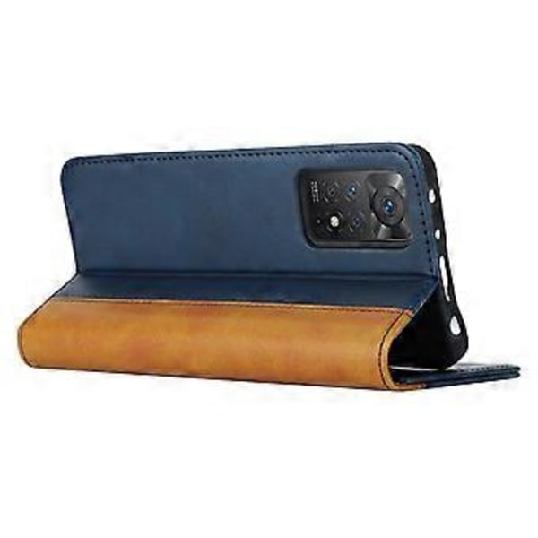 Xiaomi Redmi Note 11 Pro -kotelo, vasikanahkamainen pinta, 3 korttipaikkaa, väriyhdistelmä, nahkainen puhelimen suojakotelo (tyyli B)