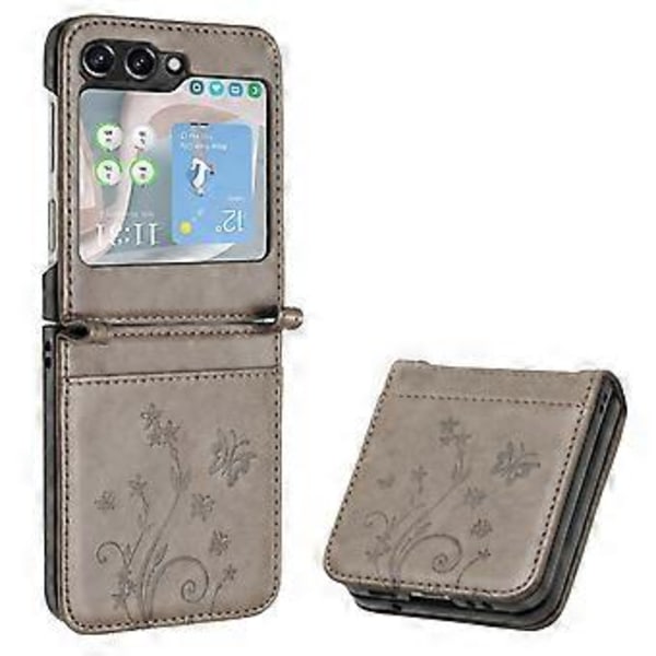 Til Samsung Galaxy Z Flip5 5G Telefon Cover med Trykte Sommerfugle PU Læderbelagt PC Cover (Style E)