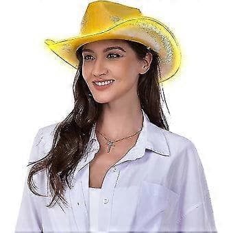 Lysende Space Cowboy Cowgirl Hatt (Gull)