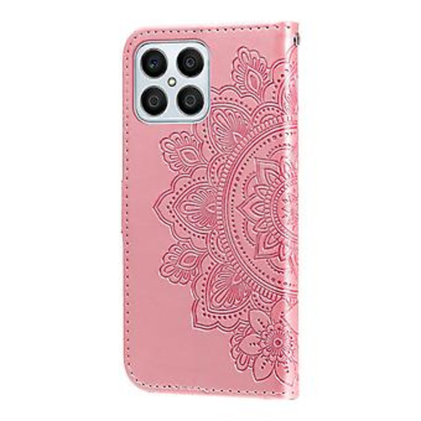 Blomster PU-etui til Honor X8 5G / X6 (Rosenguld)