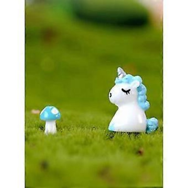 6 stk. Resin Enhjørningfigurer DIY Mikrolandskap Bonsai Håndverk Blå