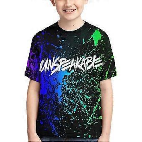 Barn Pojkar Flickor Unspeakable 3D-tryckta Kortärmade T-shirts Tecknad Rundhalsad Topp Tee (9-10 År C)