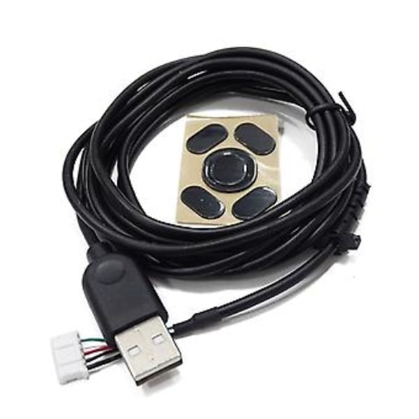 USB-kabel og fødder museledning til Logitech G102 gamingmus udskiftningsledning (sort)