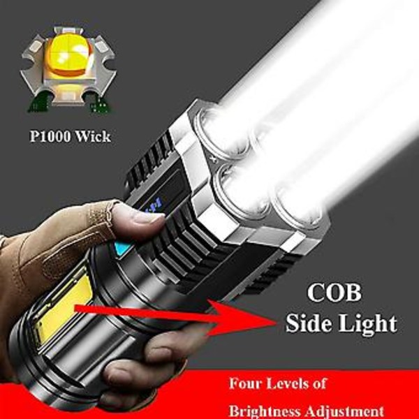 4Head LED Uppladdningsbar Taktisk Ficklampa COB Lampa Camping Spotlight( )