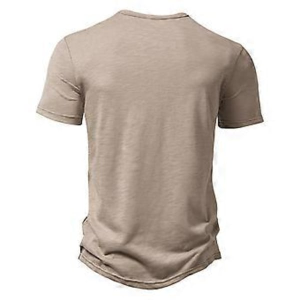Herre Casual Slim Fit T-shirt Skjorte (2XL Khaki)