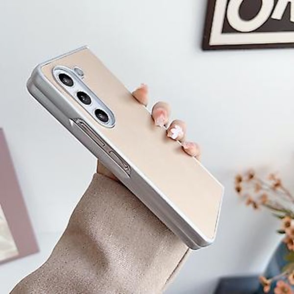 Metall Patent PU-fodral för Samsung Galaxy Z Fold4 5G (Rosa)