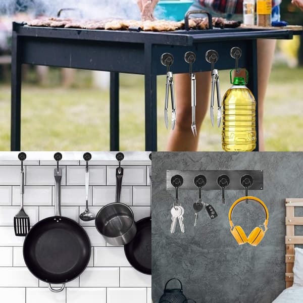 Magnetisk krog, sort roterende magnetisk krog, 8 stk. ophængssupe