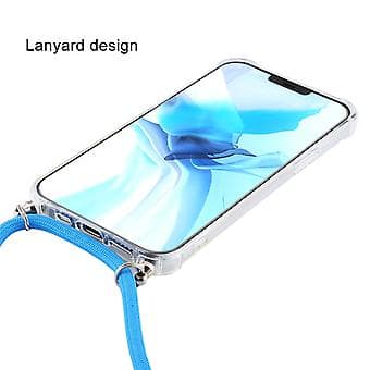 TPU-etui med snor til iPhone 15 Plus (Hvid Grå)
