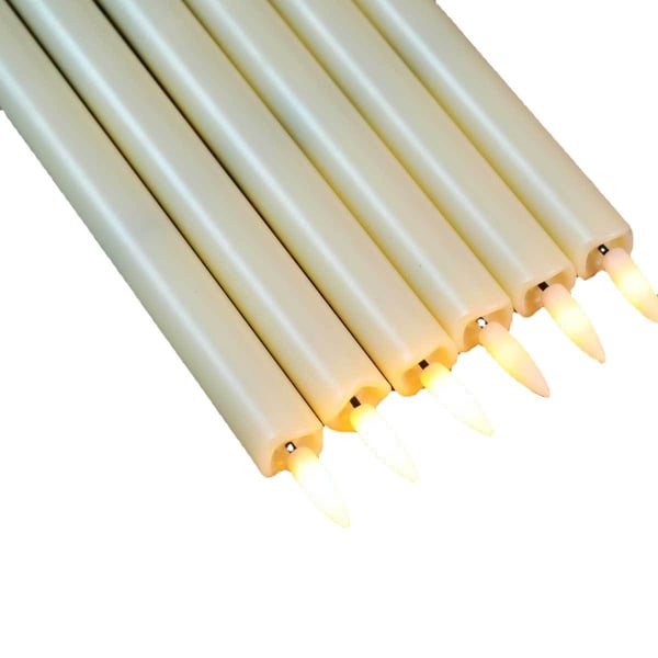 Beige shell set of 6, short 16.5cm flameless conical candles, wit